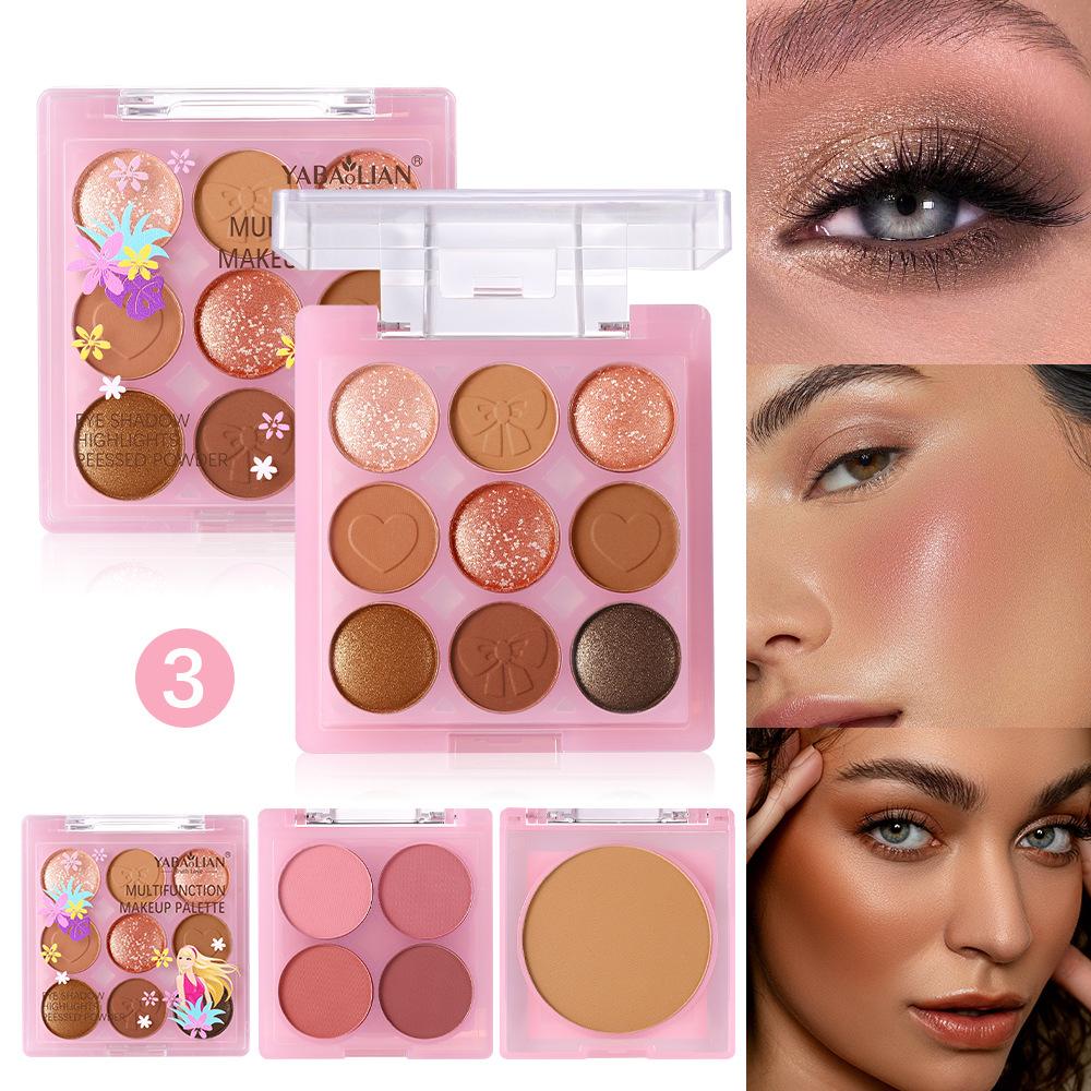 Three-in-one Makeup Plate Eyeshadow Blush Powder Makeup Plate Matte Pearl Nude Multifunctional Makeup Plate Facial Makeup