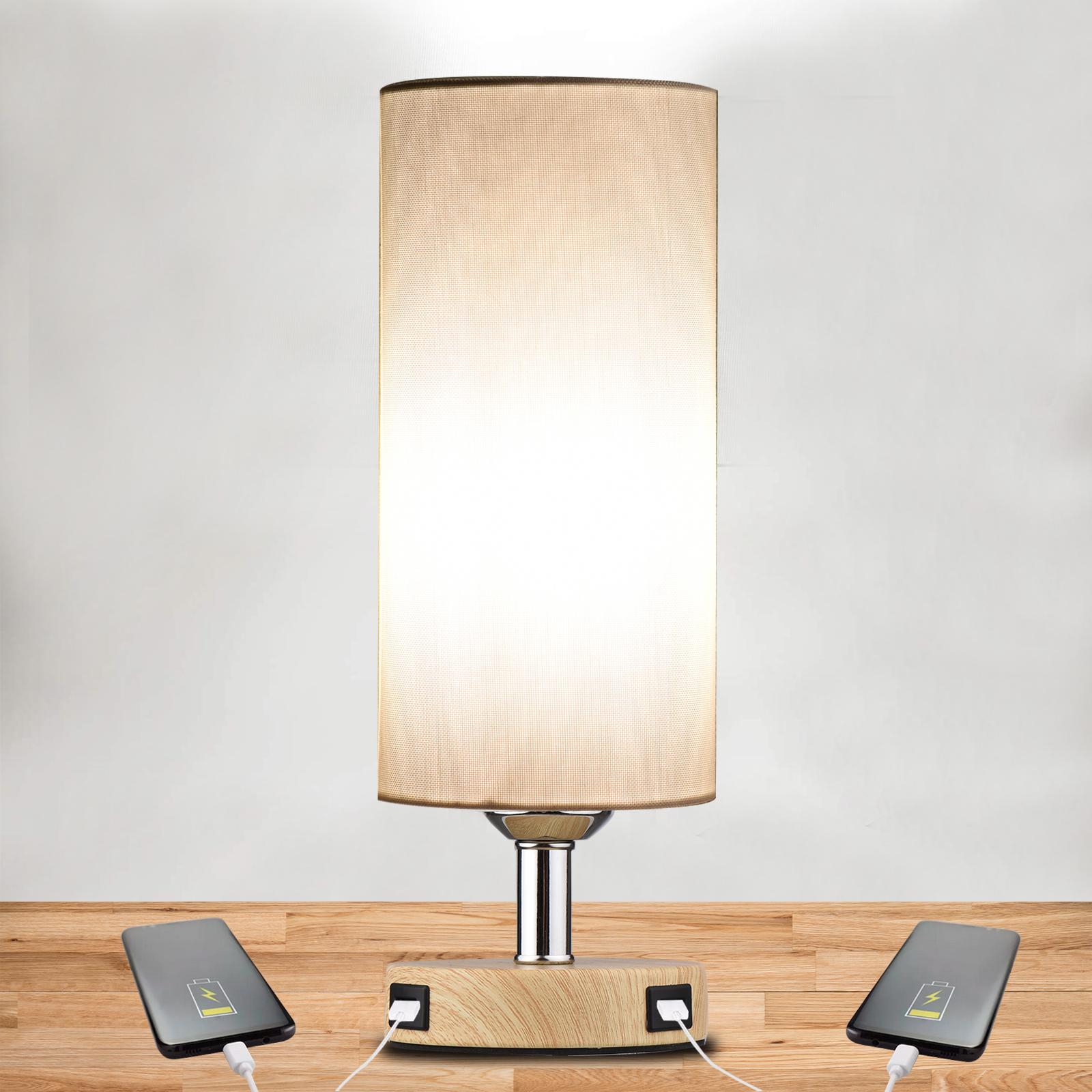

Touch Control Table Lamp Bedside Desk Lamp with E26 LED Bulb Warm White Light Modern Tabletop Lamp 2 USB Ports for Bedroom Living Room