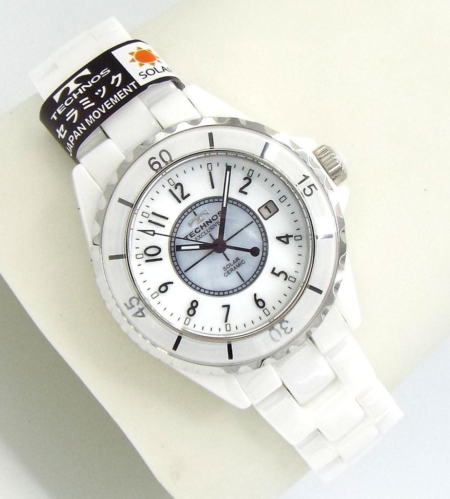 TECHNOS SOLAR WATCH Technos Solar Ceramic Light-Powered Men's Watch White TAE9002ATW [Parallel Import]