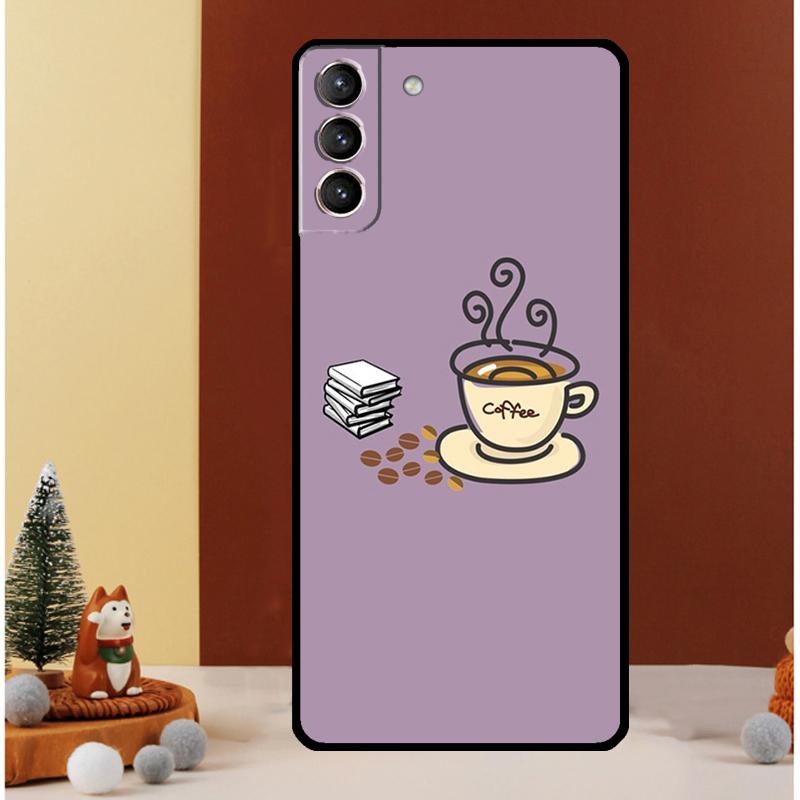 Books And Coffee Case For Samsung Galaxy S23 S24 Ultra S8 S9 S10 S22 Plus Note 10 20 Ultra S20 S21 FE Cover