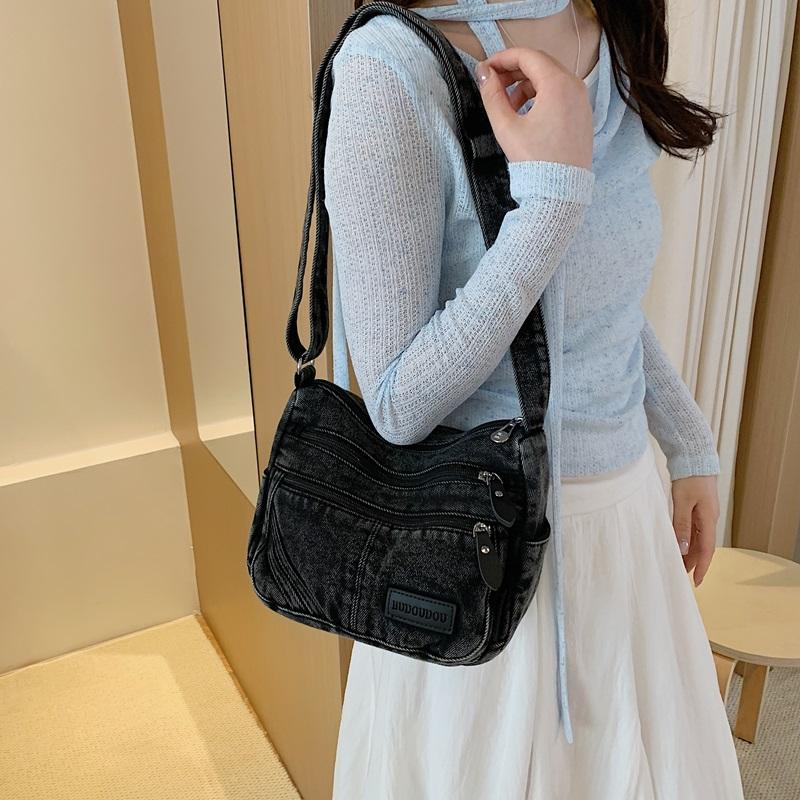Borsa in Denim da Donna a Spalla per Pendolari Borsa a Tracolla di Grande Capacità