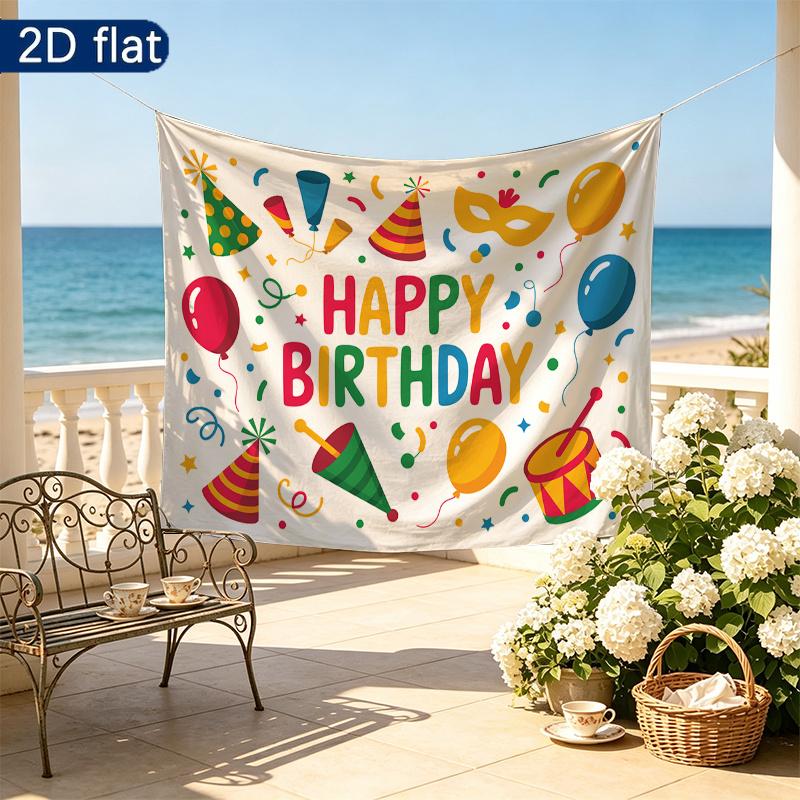 Birthday Gifts Polyester Fabric Celebration Banner, Polyester Backdrop for Home Decor & Party Supplies