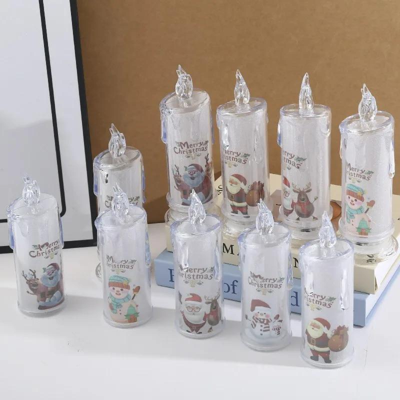 Versatile Christmas Electronic LED Candle Crystal Lamp Decorative PP Material Holiday Xmas Decor Battery Operated Nightlight