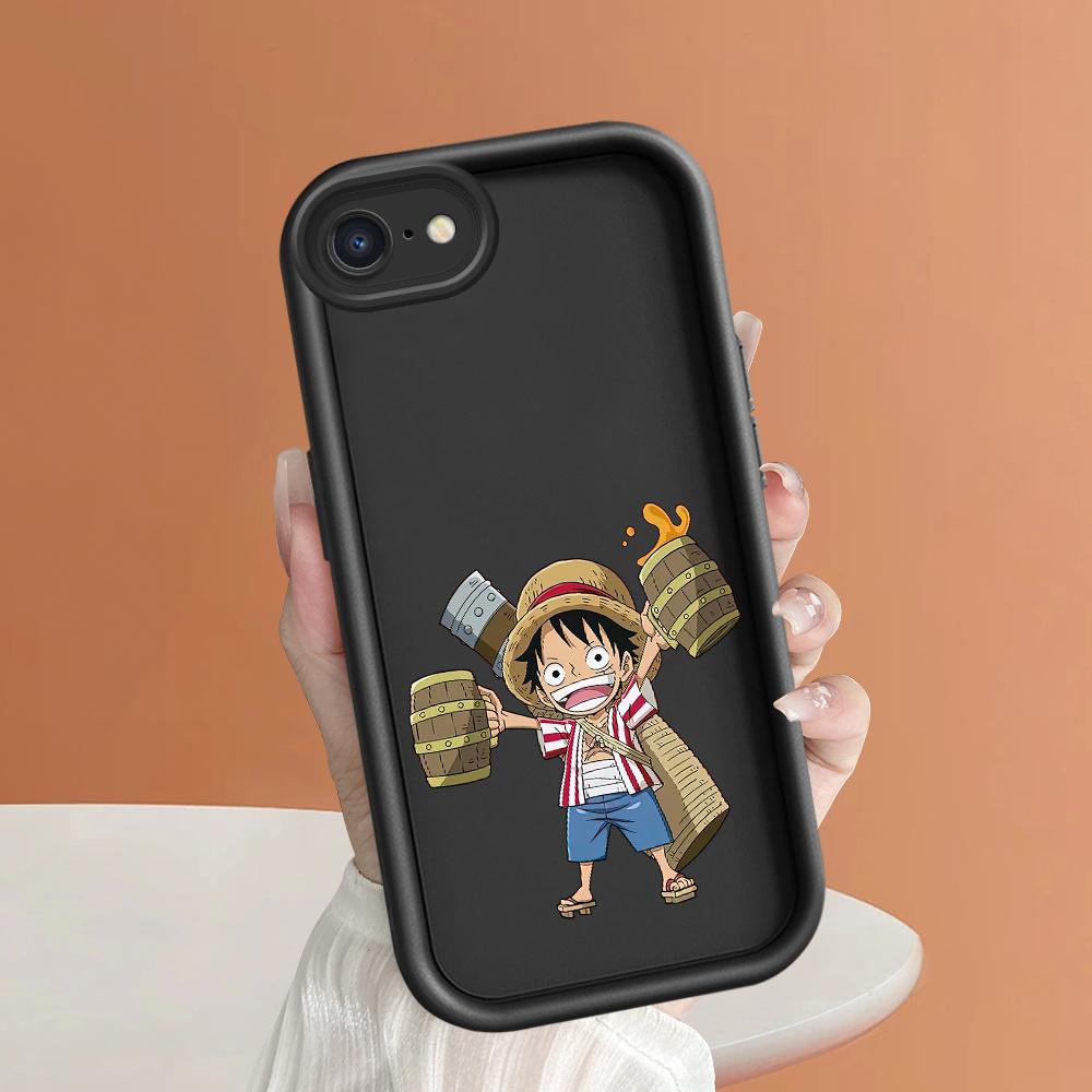 Funny Luffy Square Ladder Silicone Phone Case for iPhone Samsung Galaxy Xiaomi Redmi POCO HUAWEI Honor Shockproof Protection Rubber Cover
