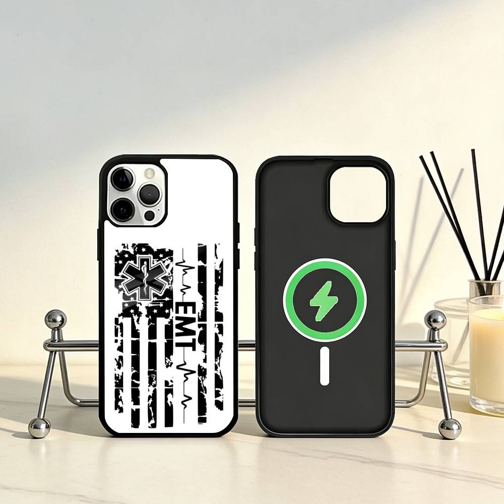 EMT EMS Ambulance LOGO Phone Case For iPhone17,16,15,14,13,12,11 Plus,Pro Max Magnetic For Magsafe Wireless Charging