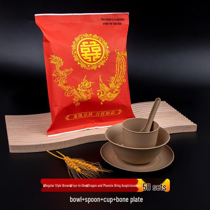 Biodegradable Rice Husk Tableware Set: Bowl & Plate - Ideal for Picnics, Weddings, Banquets.