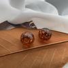 Amber Resin Stud Earrings Simple High-End Versatile Retro Earrings Temperament Elegant Maillard Women