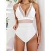 New solid color mesh halter sexy bikini one-piece swimsuit swimsuit