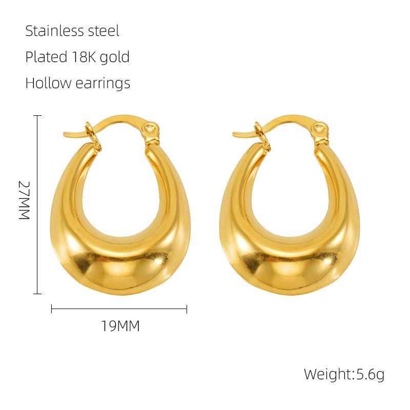 2025 new trendy fashion electroplating polished hollow earrings simple and versatile classic design earrings