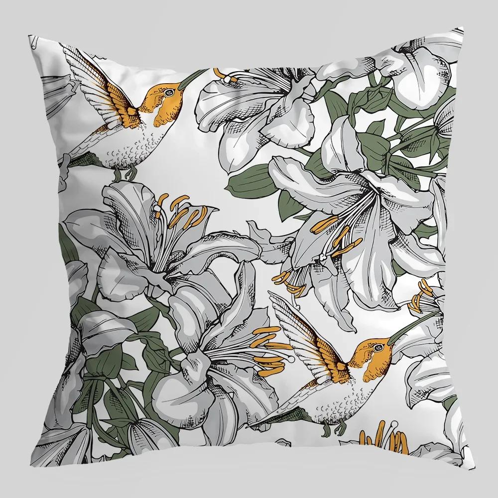 Tropical Green Tiger Pattern Double-sided Printed pillow cover Short plush Suitable living rooms sofas throw cushion cover