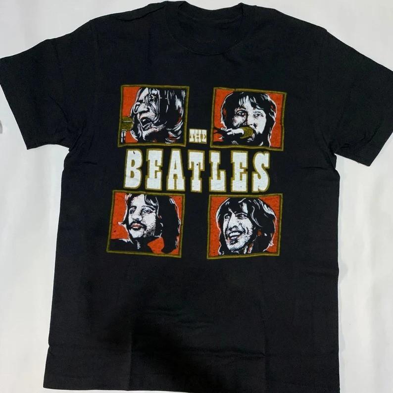 Vintage The Beatles 80s Dead Stock 100% Cotton T-shirt Mens Tees Top, The Beatles Members 100% Cotton T-shirt Mens Tees Top XL