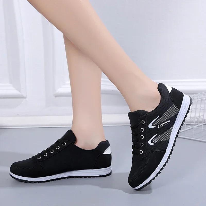 2024 Spring New Women's Breathable Mesh Platform Shoes Fashion Lace Up Women's Casual Sneakers Outdoor Running Shoes Women Tenis
