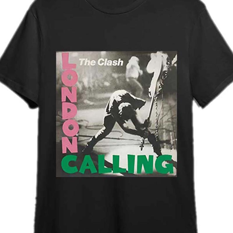 

Мужская футболка с рисунком в стиле панк-рок - Дизайн The Clash London Call, черная, с коротким рукавом, круглым вырезом, повседневная футболка, вдохновленная музыкой 4XL