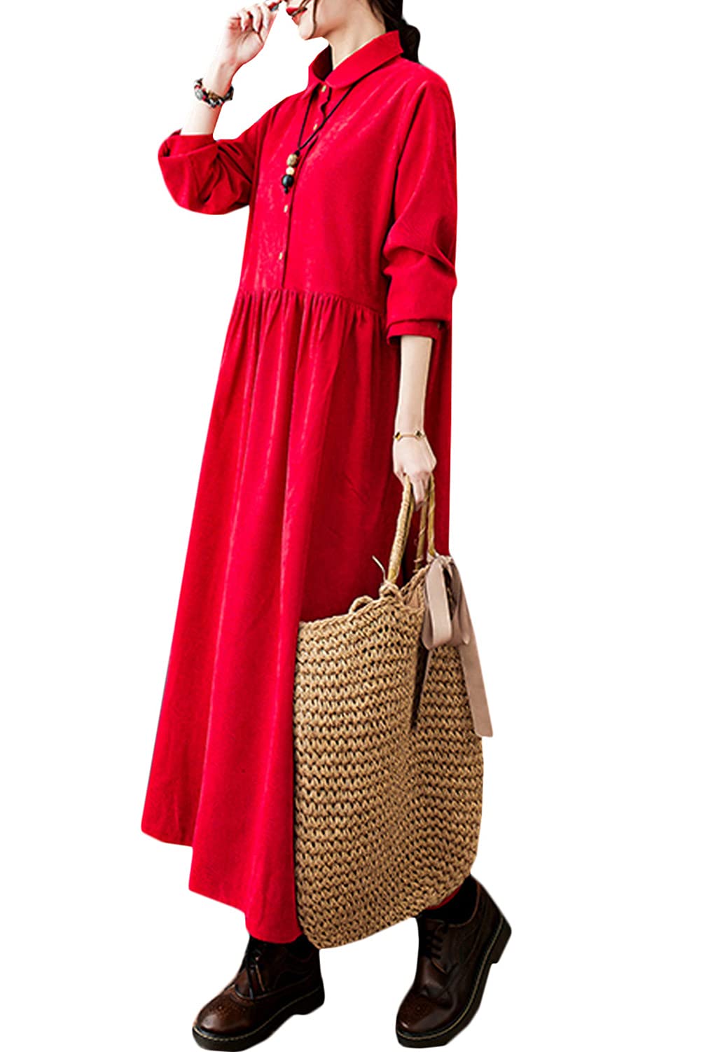 

Вельветовая рубашка Свободная Длинная Макси Плюс Однотонная с Карманами 8 [YYQ-SHOP] Женское платье, Посадка, Рукава, Длина, Весна, Осень, Зима, Размеры, А-силуэт,