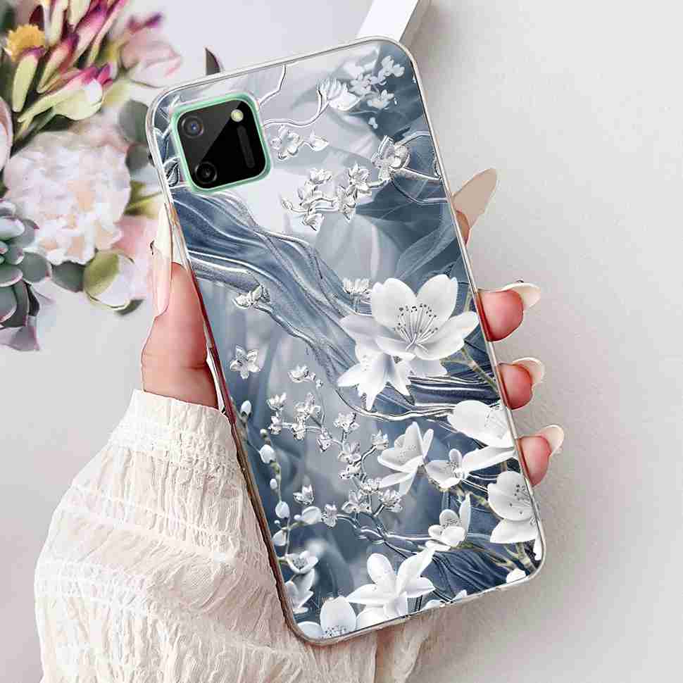 For Oppo Realme C11 6.5" Case Colorful Butterfly Soft Silicone TPU Cover For Realme c11 C11 RMX2185 Fashion Flower Phone Cases