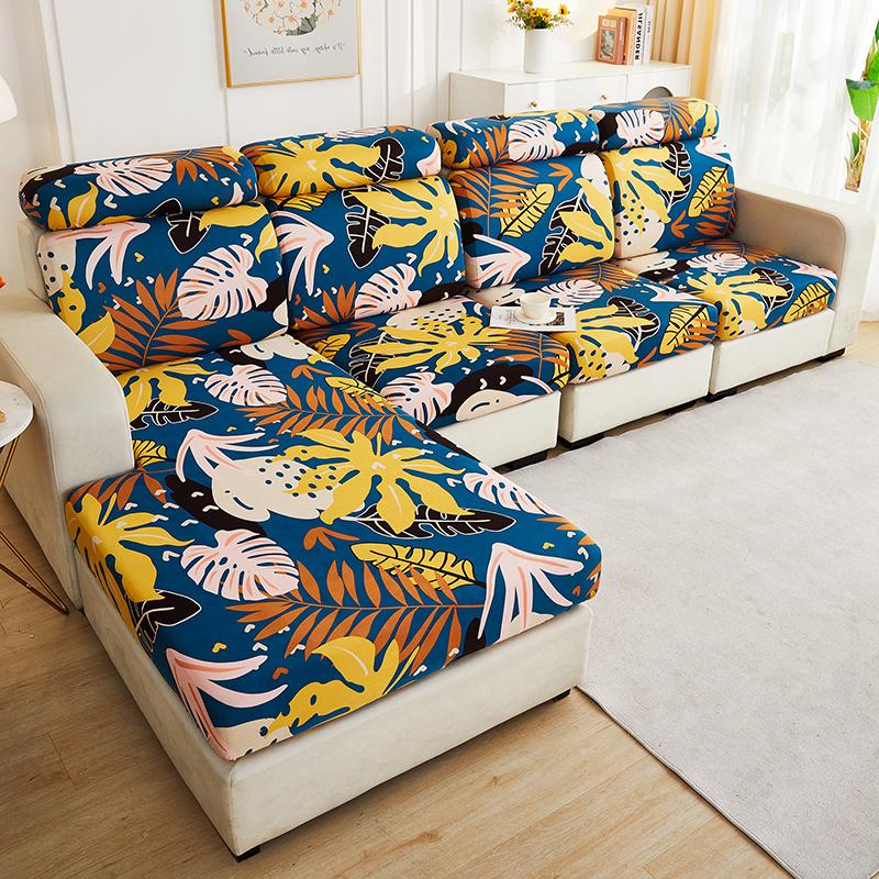 Bedruckter Sofa-Sitzkissenbezug, elastisch, Haustiere, Kinder, Wohnzimmer, Blumenmuster, dehnbar, waschbar, abnehmbarer Schonbezug, Möbelschutz