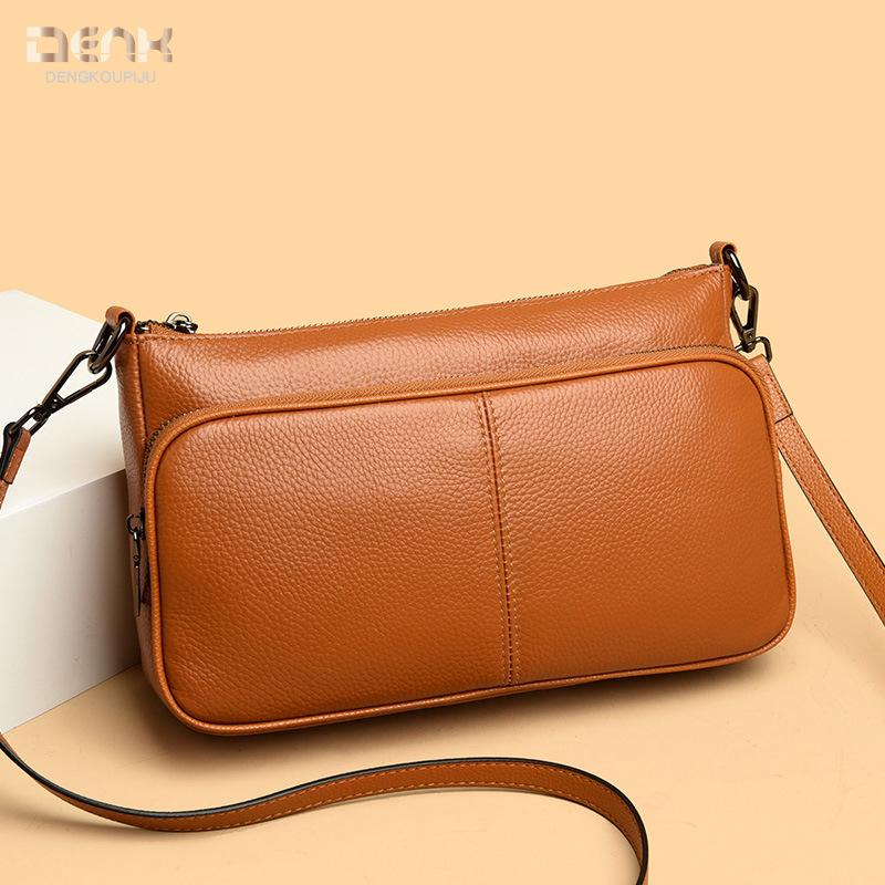 Leather women's bags, new trendy and fashionable large-capacity shoulder bags, first-layer cowhide casual messenger bags