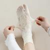 1Pairs Lace Toe Socks Women Summer Hollow Out Mesh Five Finger Socks High Tube Cotton Socks with With Separate Fingers