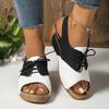 2025 Foreign Trade Summer New Thick-soled One-pedal Round Head Open-toed European and American Roman Lace-up Fish Mouth Sandals Women