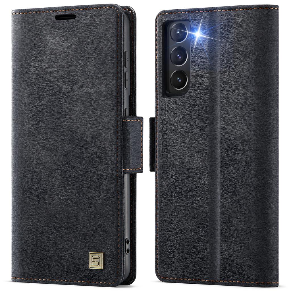 For Samsung Galaxy S21 Ultra 5G Case AUTSPACE A11 RFID Blocking Retro Leather Cell Phone Wallet Cover