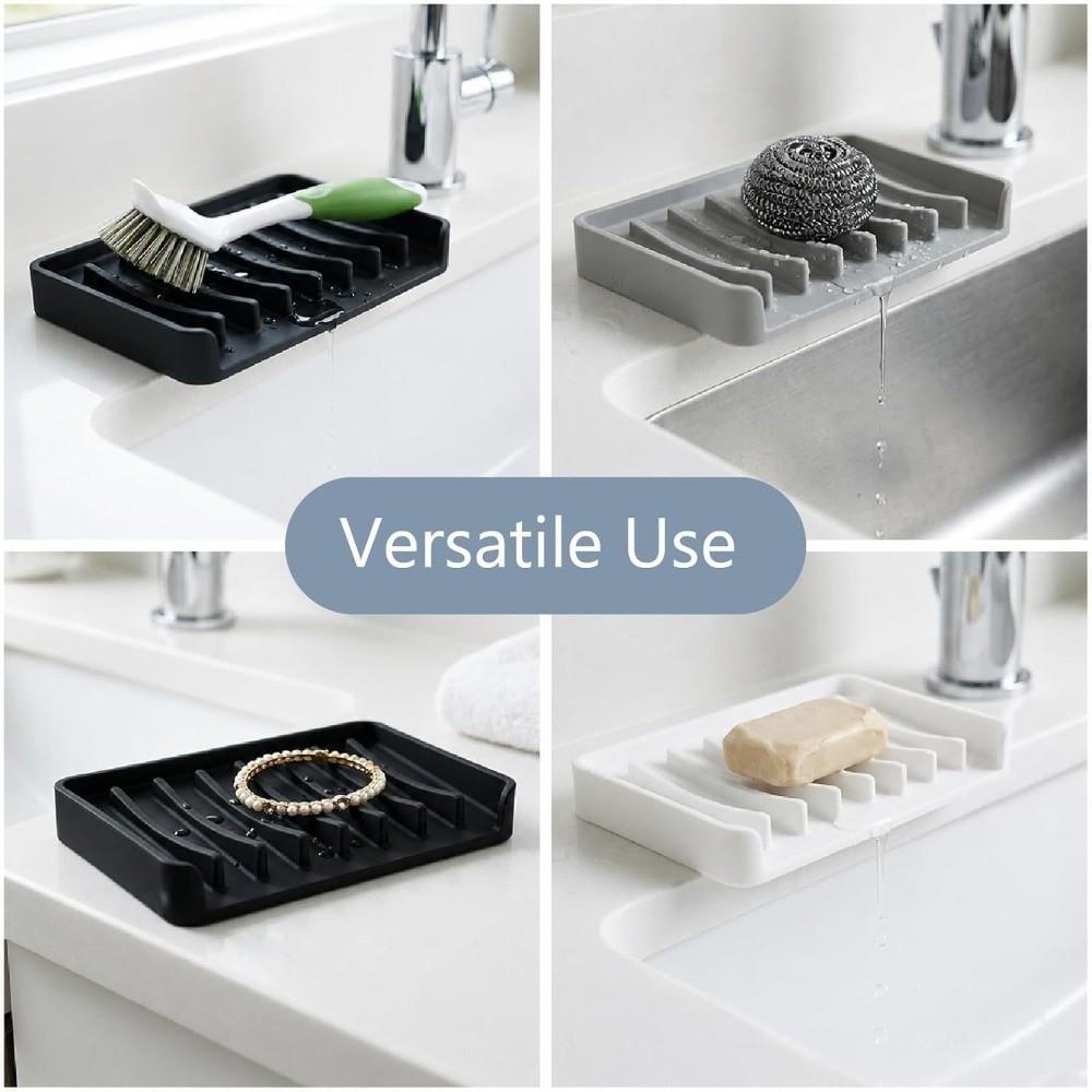 Non-Slip Soap Holder Diversion Sink Splash Guard Mat Drainage Soap Dish  for Bathroom and Kitchen