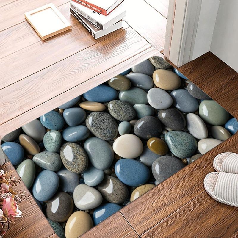 Steine und Bodenfliesen Druck Rutschfester Kleiner Teppich Wasserdicht Leicht zu Reinigen Fußmatte für Innen- und Außenbereich Langlebige Heimdekoration