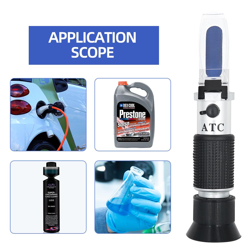 Ethylene Propylene Glycol Refractometer Antifreeze Car 1-1.4 Battery Acid Engine Coolant Tester Fluid Refractometer Tester ATC