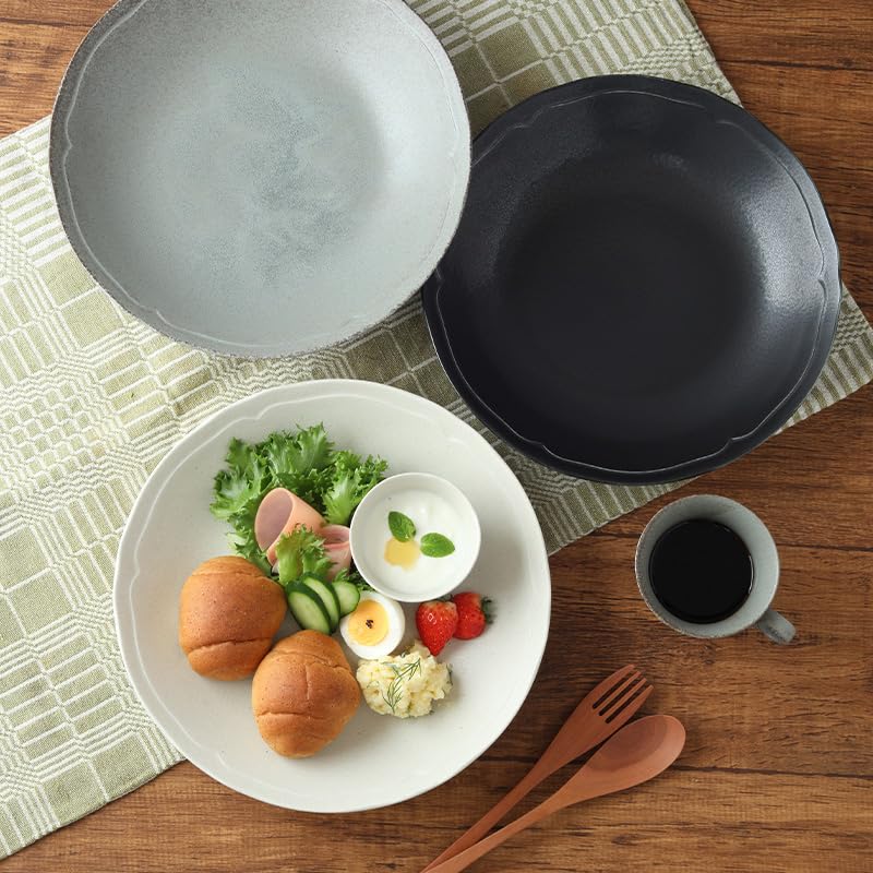 EAST table RINKA Deep Plate, 27cm, Lightweight, Black, Made in Japan, Microwave and Dishwasher Safe, 86-005-01