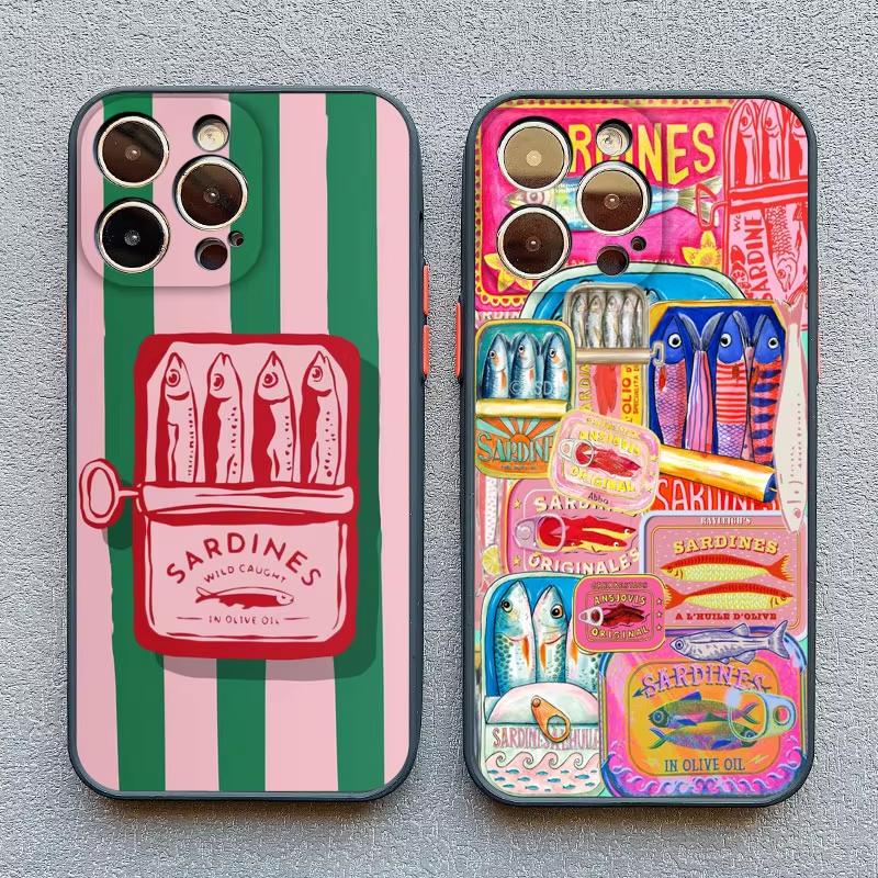 Sardines Fish Art Phone Case For iPhone 17 Pro Max 16 Plus 15 14 13 Mini 12 11 XS XR 17Air Shockproof Cover