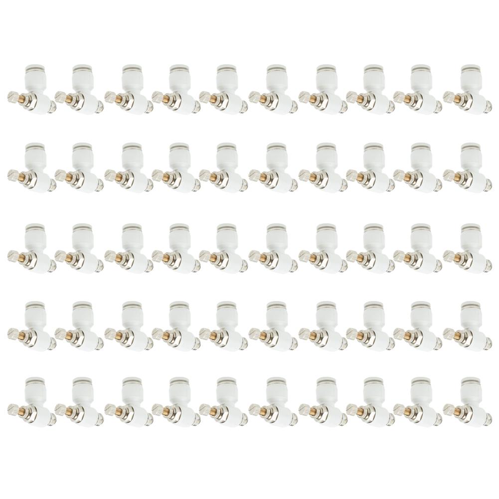 50Pcs Air Flow Control Valve Pneumatic White Adjustment Durable Quick Connector SL8‑01