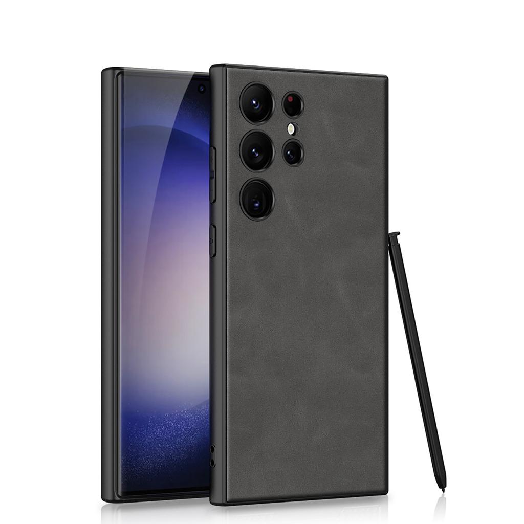 Suitable for Samsung S24Ultra Mobile Phone Case S24plus Plain Leather Matte Anti Fall Simple Protective Case for Men and Women