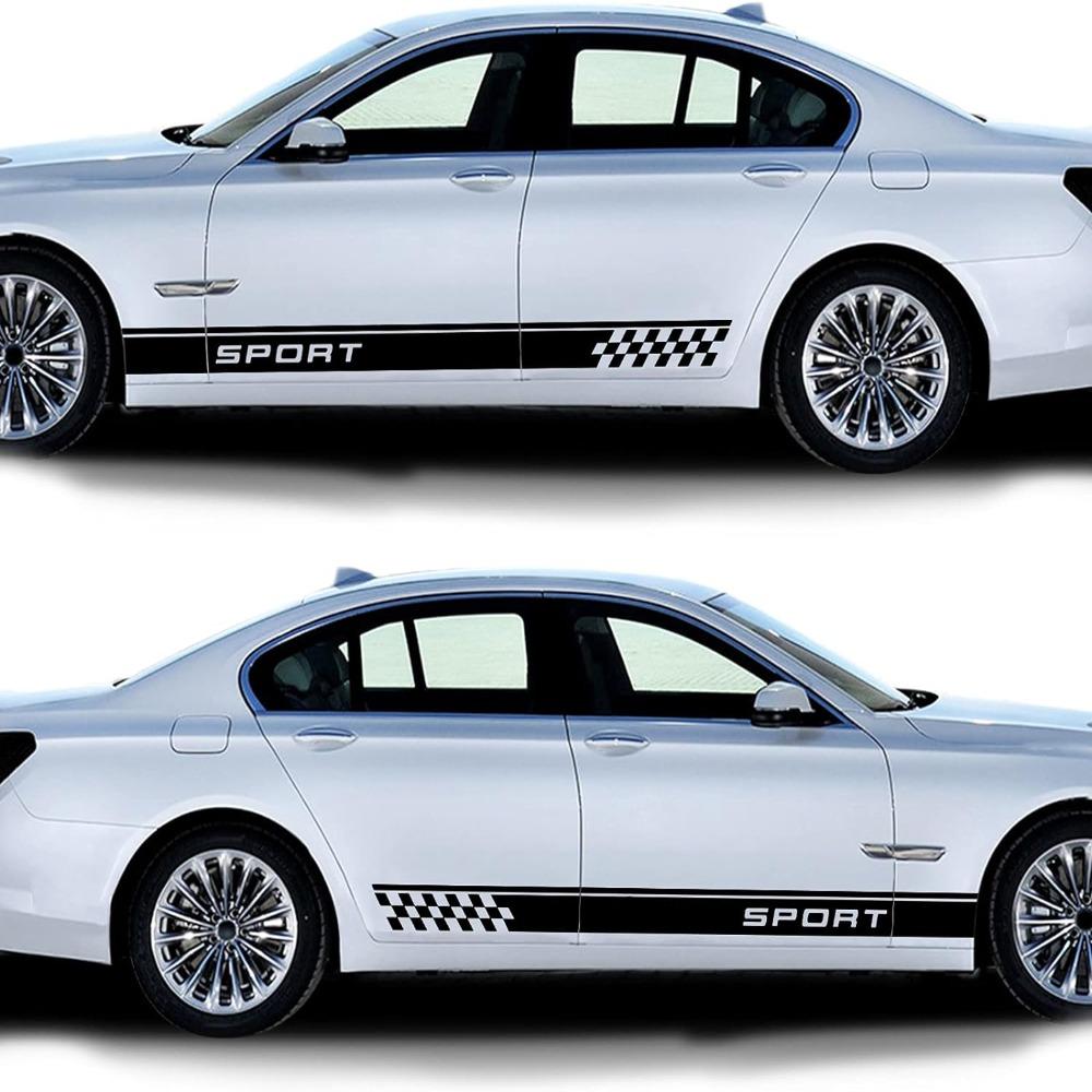 2Pcs PVC Car Side Skirt Decal Stickers 74.80x4.72in Car Body Sticker Decorations  for Car,Truck,SUV