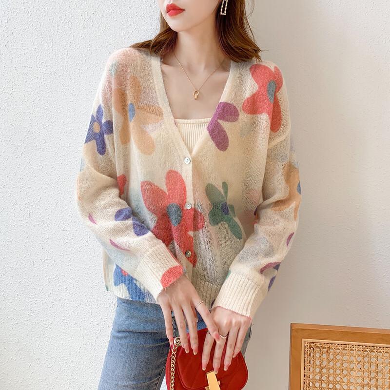 

Mocana Autumn/Winter Wool Blend Mohair V-Neck Knit Sweater One Size