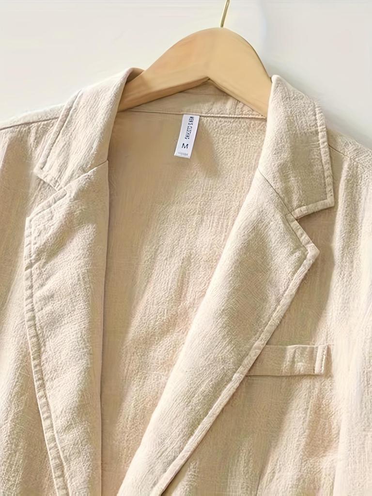 Herren Freizeit Baumwolle und Leinen Einfarbig Einlagig Anzugjacke