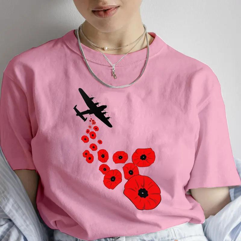 Fashion Red Poppy Flower Unisex T Shirt Funny Tops Tee Female Short Sleeve Tshirt Harajuku Tee Shirts Female Tee Girls Tshirts