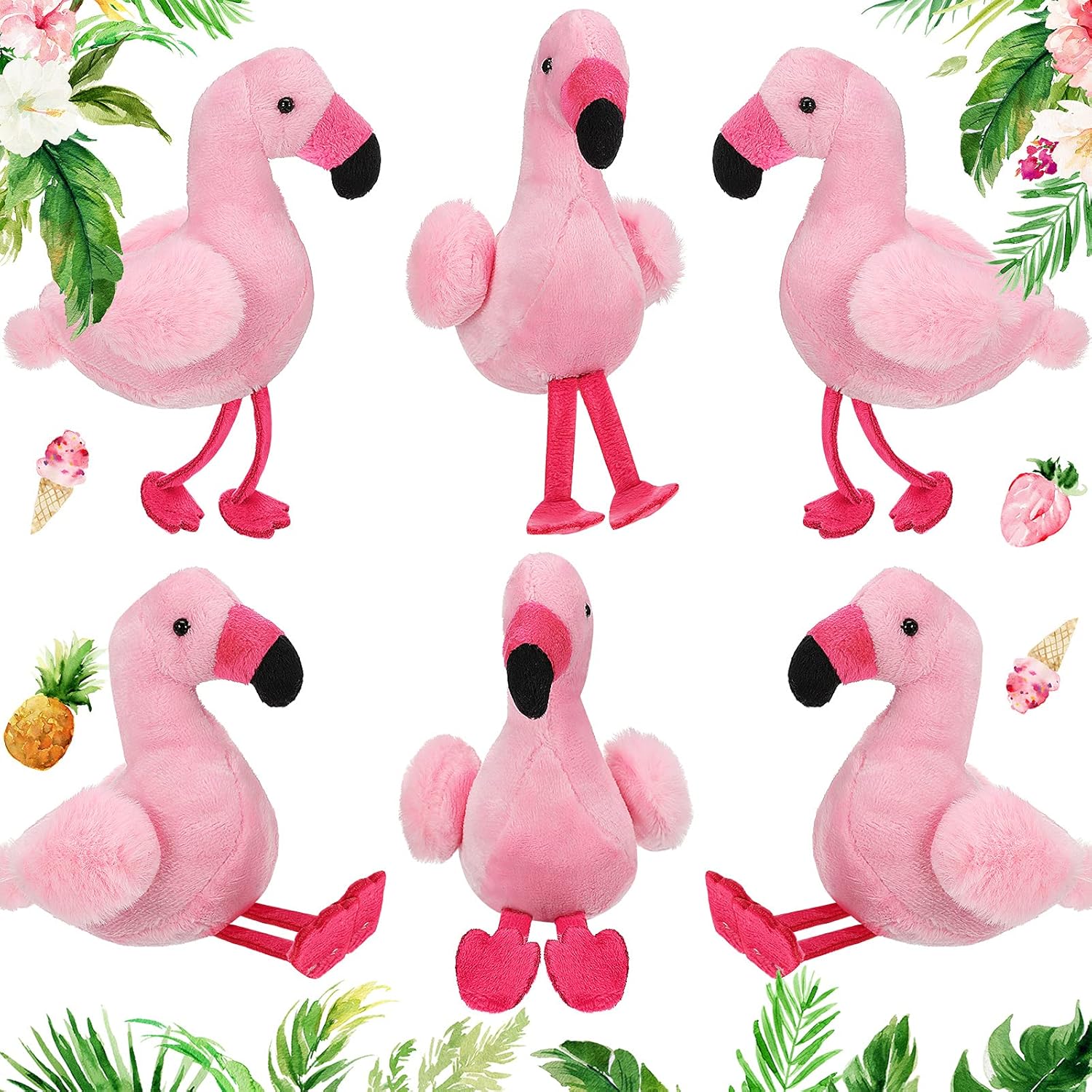 6/1S Mini Plüschflamingo 15cm Flamingo Plüschtiere Großhandel für Geburtstagsfeier Mitgebsel Goodie Bag Sommer Weihnachtsbaum Dekoration