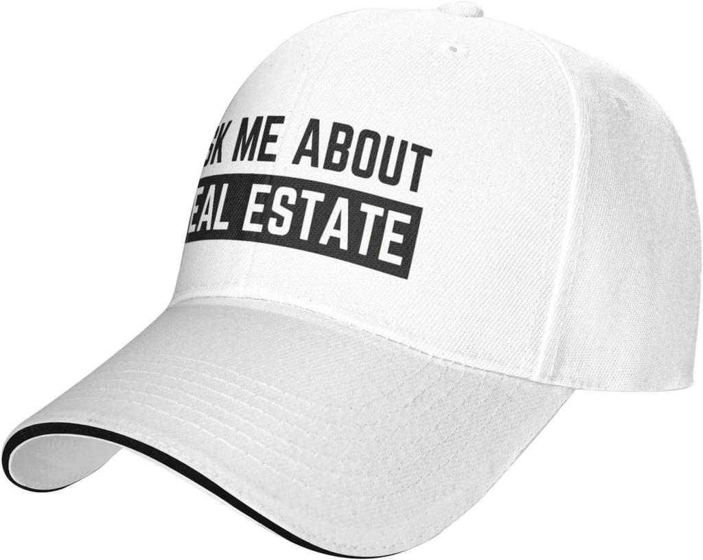 Ask Me About Real Estate Baseball Cap Polyester Adjustable Summer Outdoor Work Hat for Adult Unisex