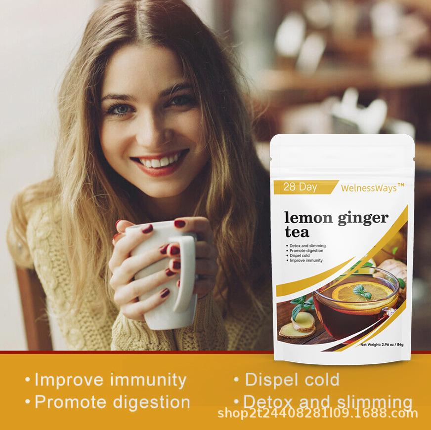 Lemon Ginger Tea Herbal Weight Loss Detox Tea 100% Natural Caffeine-Free Digestive Aid Immune Support 20 Tea Bags