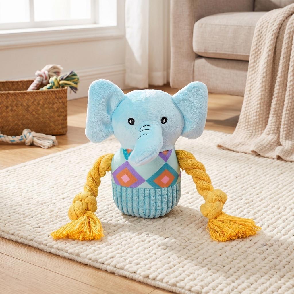 Plush Squeaky Dog Toy for Interactive Play, Chewing and Fetching for Large Dogs and