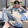 Frühlings-Baumwollpyjamas Herren Lounge Schlafbekleidung Blau Kariert Pijama Herren Morgenmantel Hauskleidung PJ Pijama Hombre