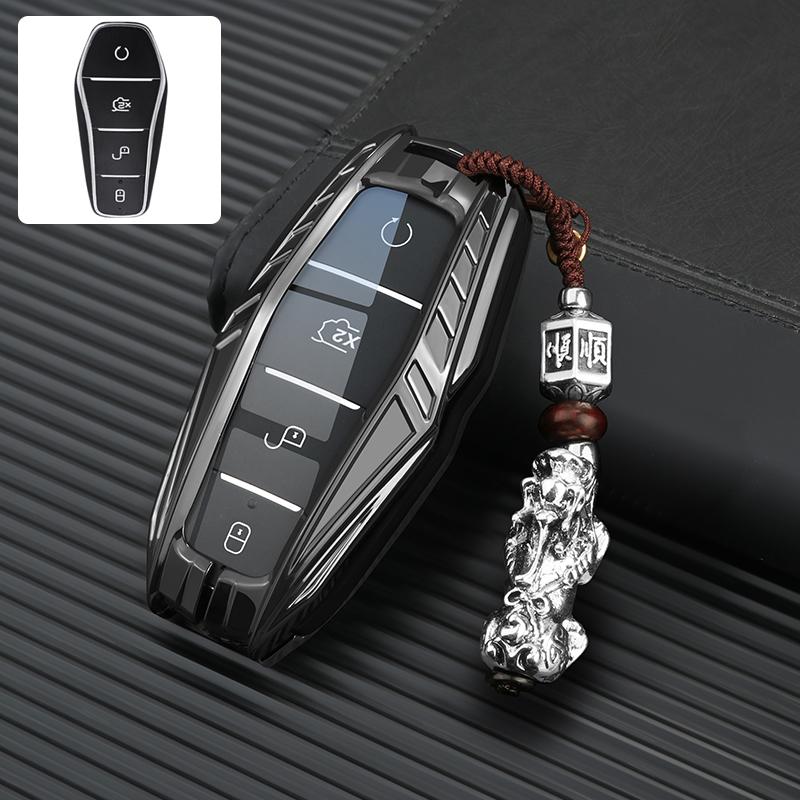 Car Zinc Alloy Leather Key Case Cover For BYD Atto 3 Han EV Dolphin Lied Tang Dm Qin PLUS Song Pro MAX Yuan Keychain Accessories