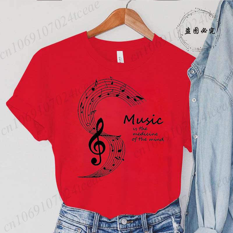 Sommer Mode Marke Damen T-Shirt Kleidung Musiknote Aufdruck T-Shirt Kleidung Y2k Streetwear T-Shirt Musiknote Liebhaber T-Shirt Tops