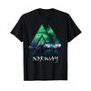 Norway Northern Lights Geometric T Shirt Vintage Top For Everyday Wear Casual Slightly Breathable Soft Streetwear