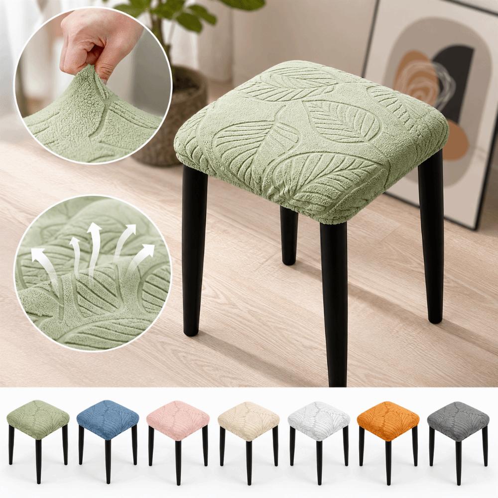 Solid Color Chair Seat Cover Leaf Stool Cover Universal Fiit Stool Case for Square Chairs