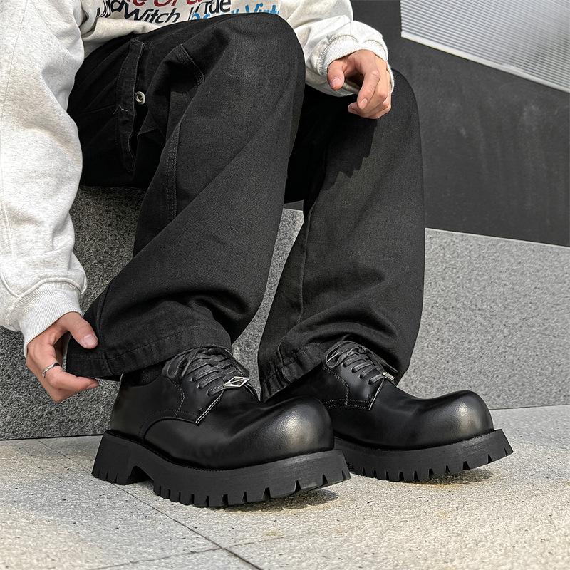 Mickey Derby shoes men's high-end platform leather shoes men's business dress casual black height increase 10162-J