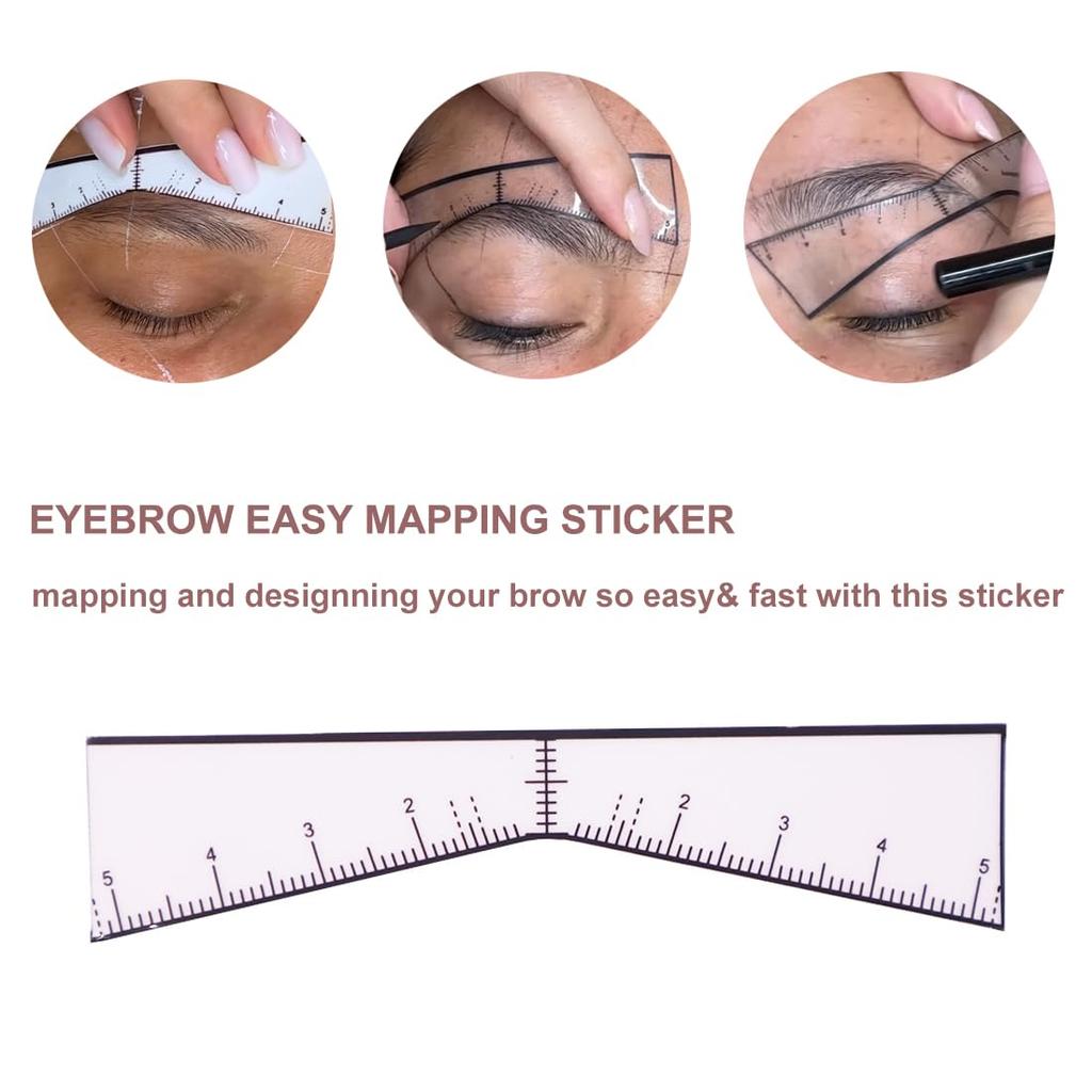 Eyebrow Ruler Sticker Eyebrow Easy Mapping Shaping Sticker Stencil Microblading Pmu Measure Tool Brow Shape Design Positioning Stickers (40Pcs/Bag)