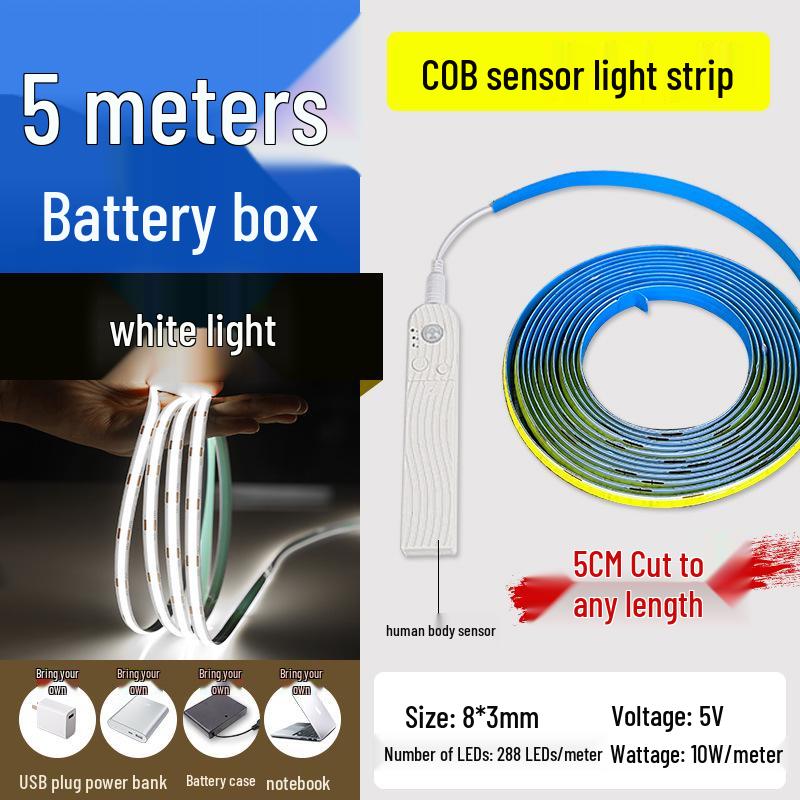 USB Rechargeable Motion Sensor LED Strip Light: Ultra-thin, Self-Adhesive, Wireless Night Lighting