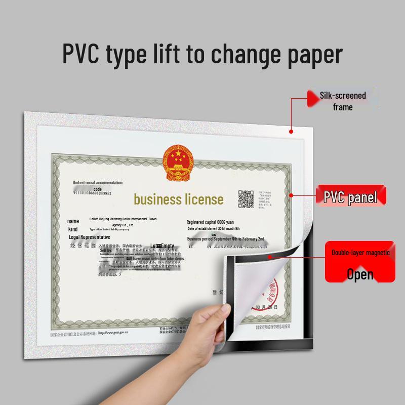 Magnetic A3 Business License & Food Hygiene Permit Frame with Free Printing