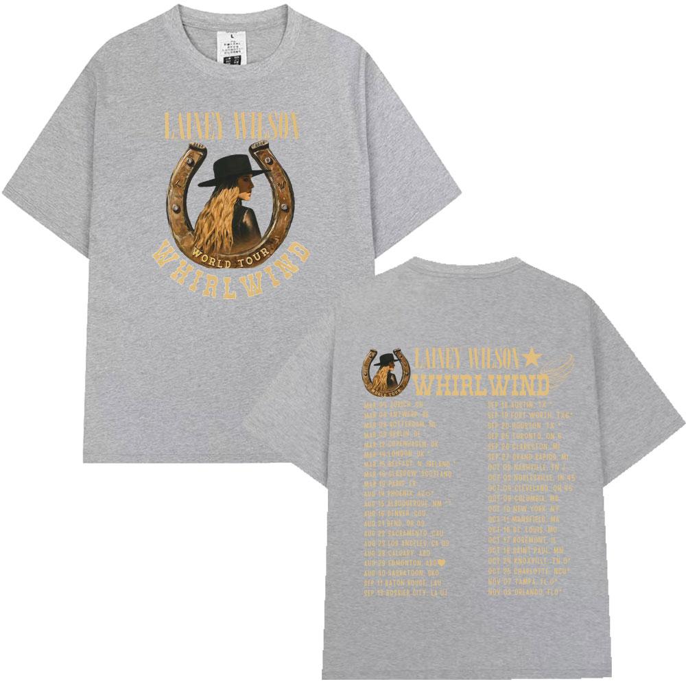Lainey Wilson Whirlwind World Tour 2025 Graphic Tshirt Men Women Vintage Hip-hop T-shirt Aesthetic Trend Cotton Casual T-shirts