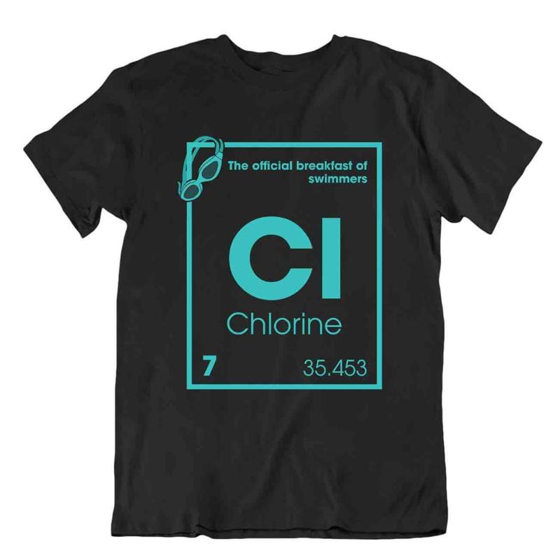 Chlorine Swimming T SHIRT Chemical Table Humor Sign Tee Cool Comic Shirt S разноцветный